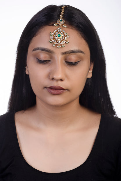 Floral Bead Drop Maangtikka 