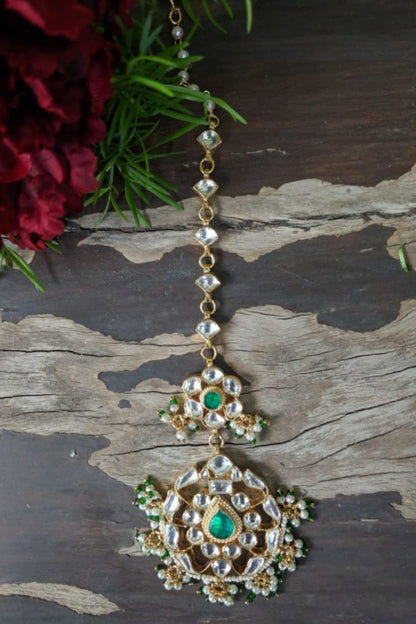 Floral Bead Drop Maangtikka 