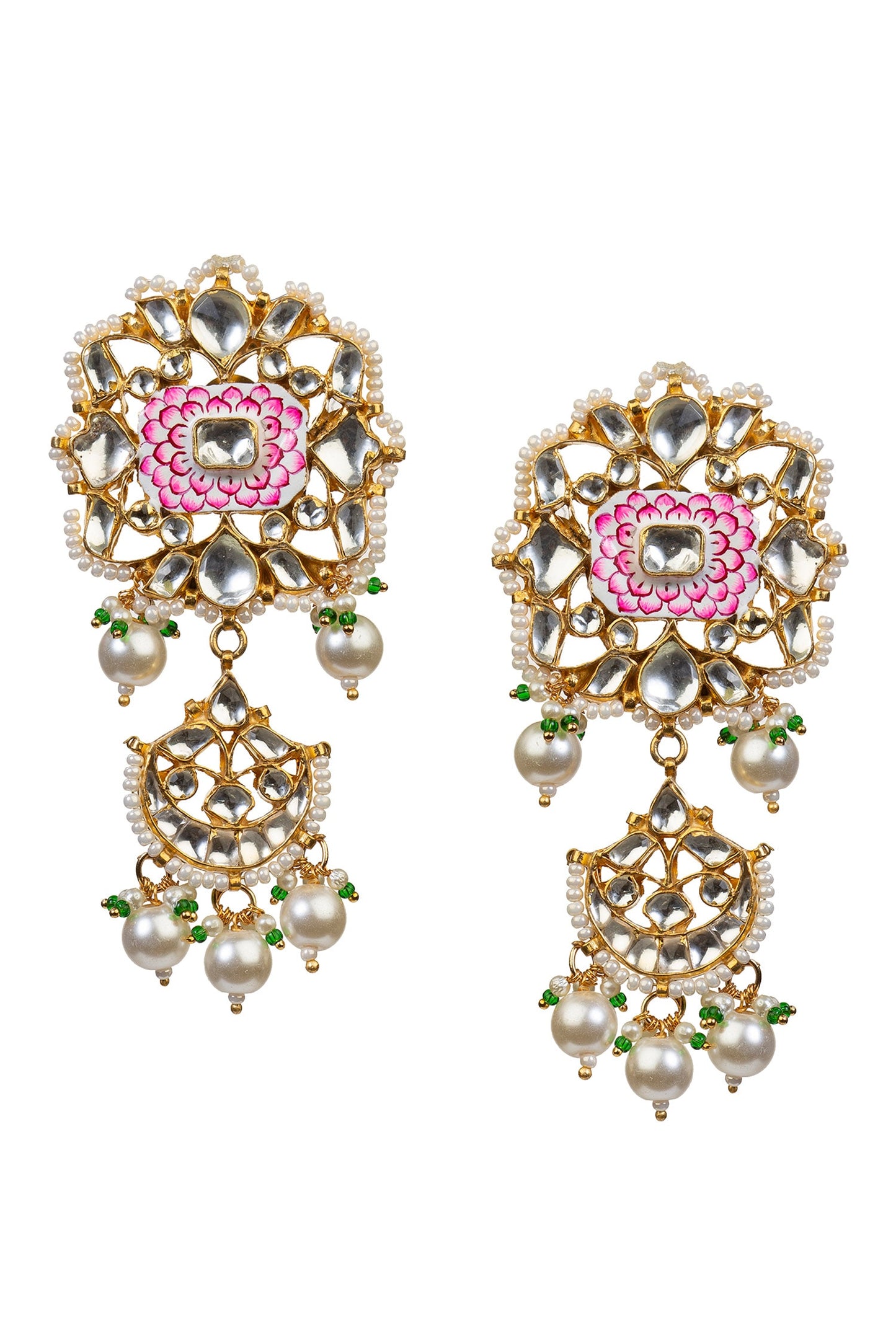 Floral Enamel Stone Danglers 