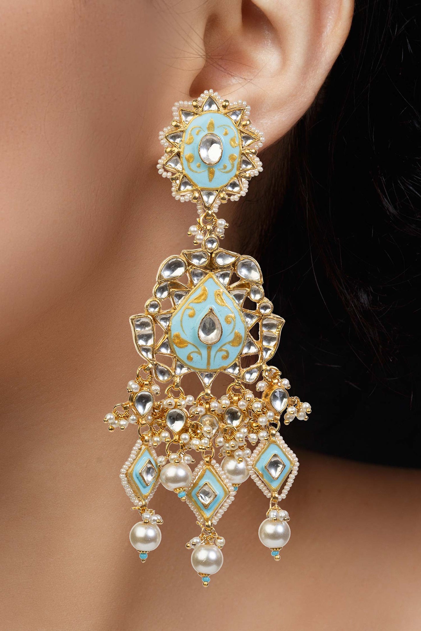 Floral Enamel Stone Danglers 