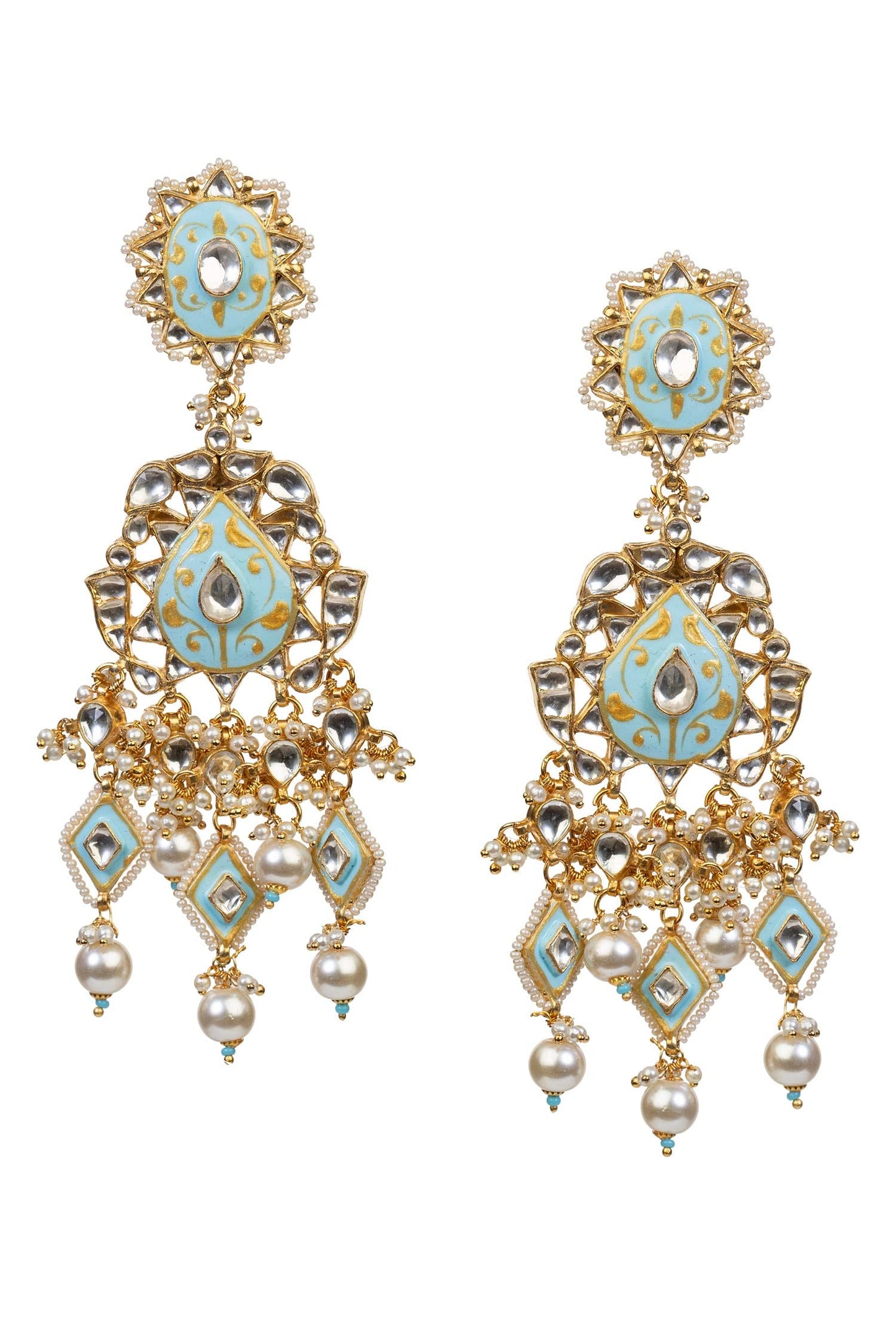 Floral Enamel Stone Danglers 