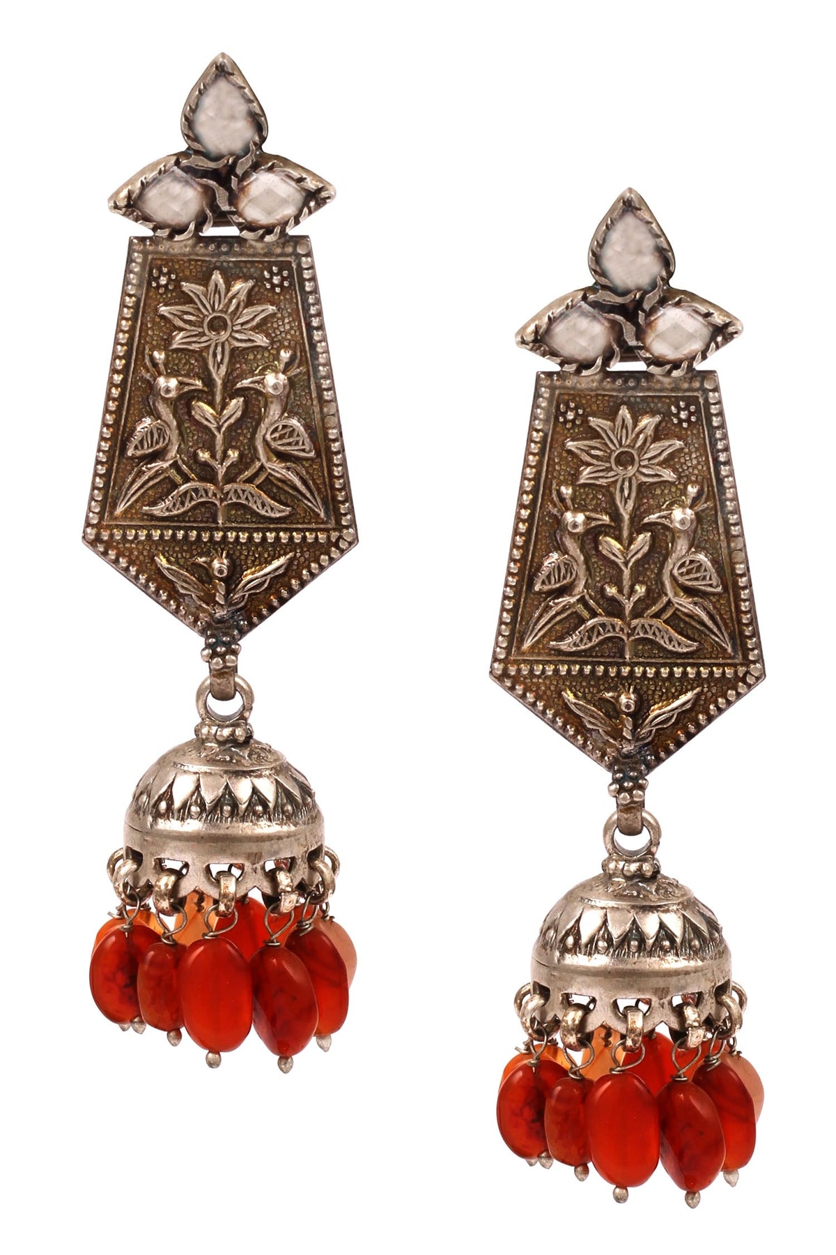 Bird Carved Jhumkas 