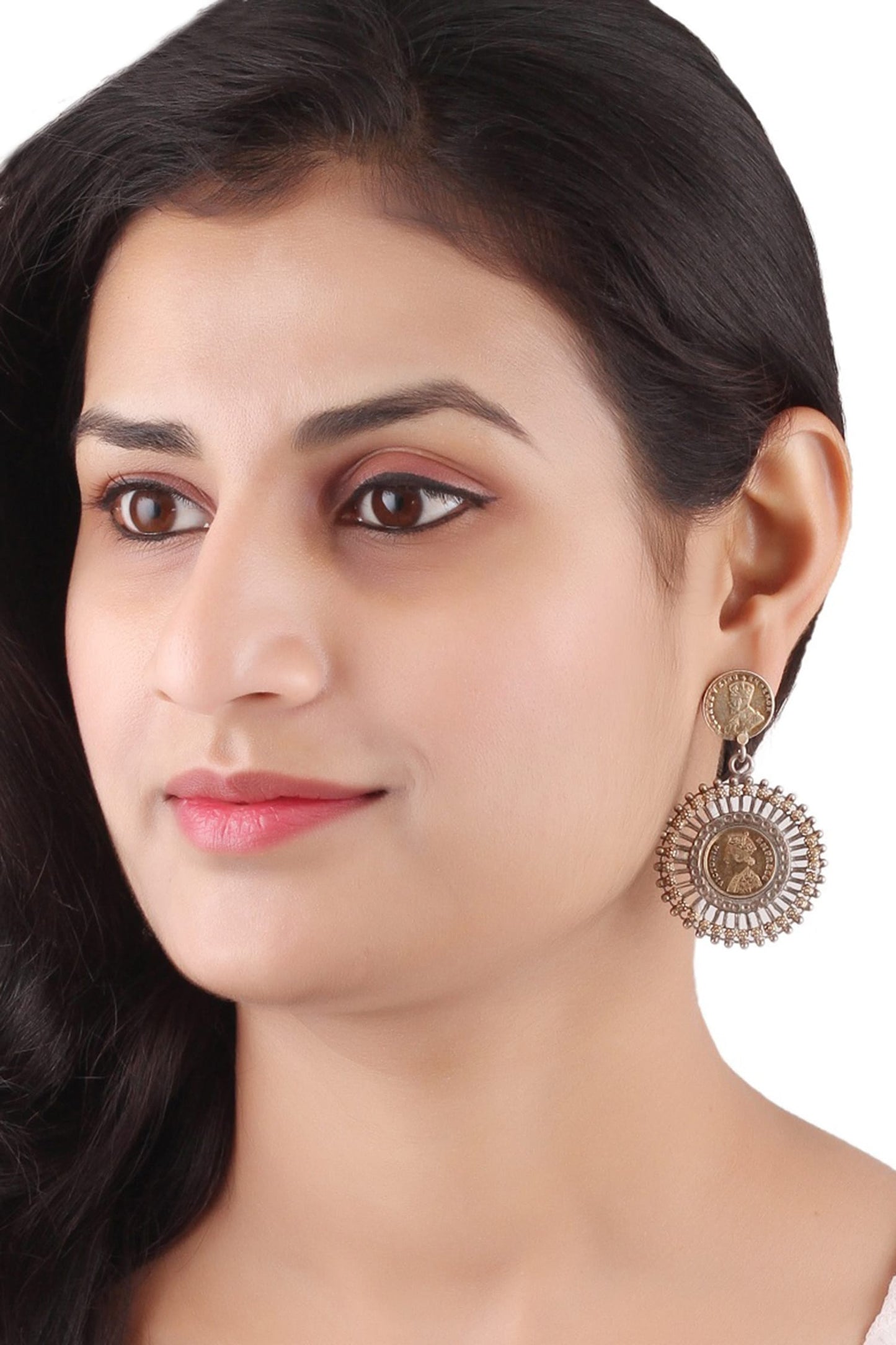 Antique Coin Dangler Earrings 