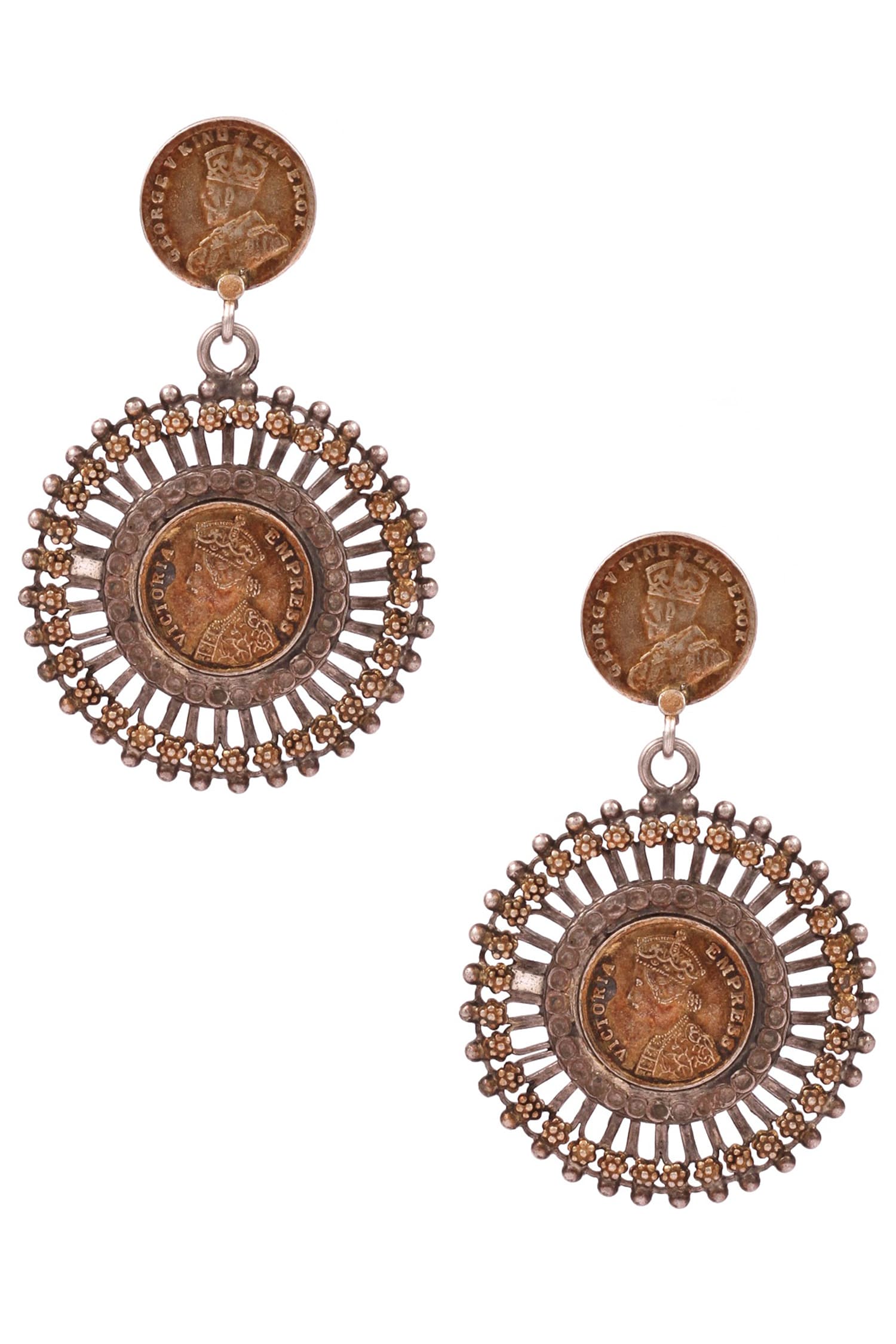 Antique Coin Dangler Earrings 