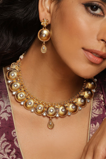 Embellished Temple Necklace Set 