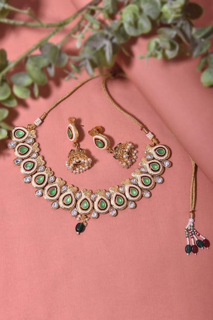 Emerald Tear Drop Necklace Set 