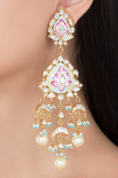 Floral Enamel Tiered Stone Danglers 