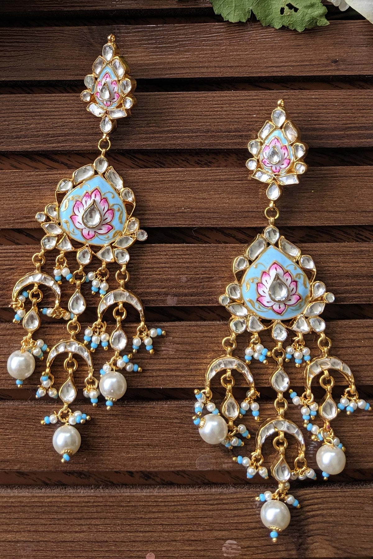 Floral Enamel Tiered Stone Danglers 