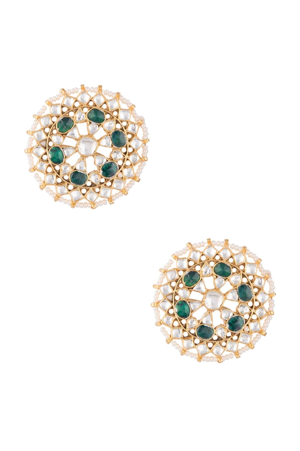 Floral Stone Stud Earrings 