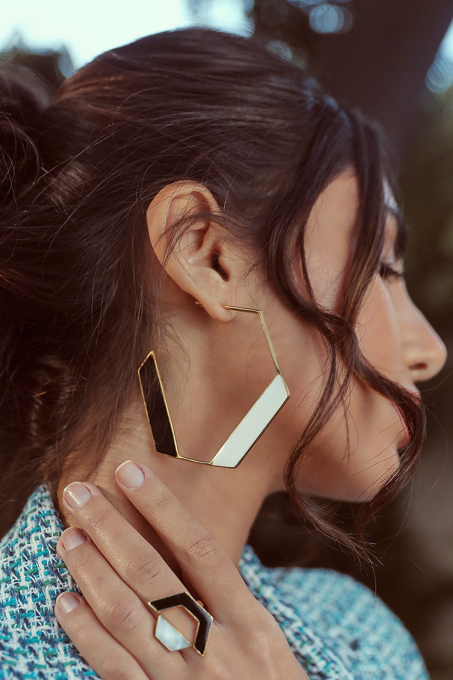 Adele Hexagon Shape Hoops 