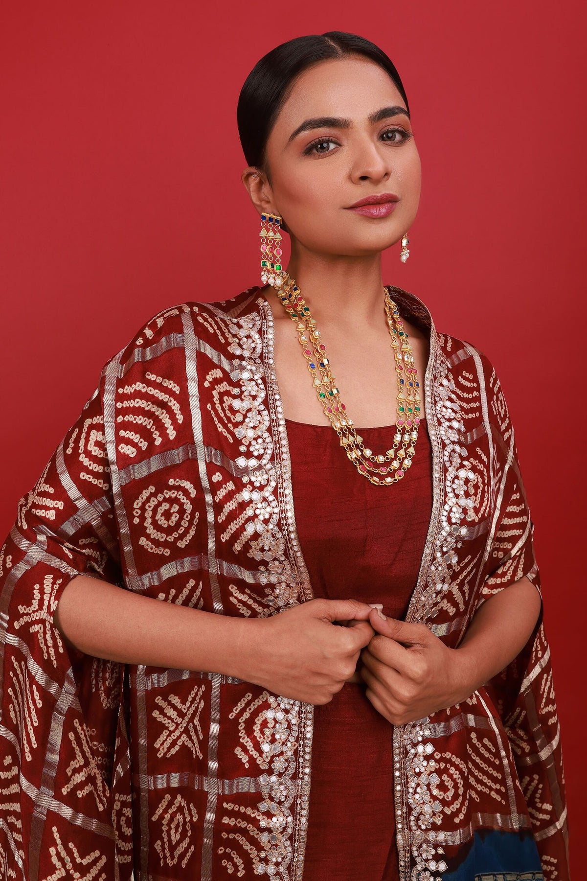 Geometric Pattern Long Necklace Set 