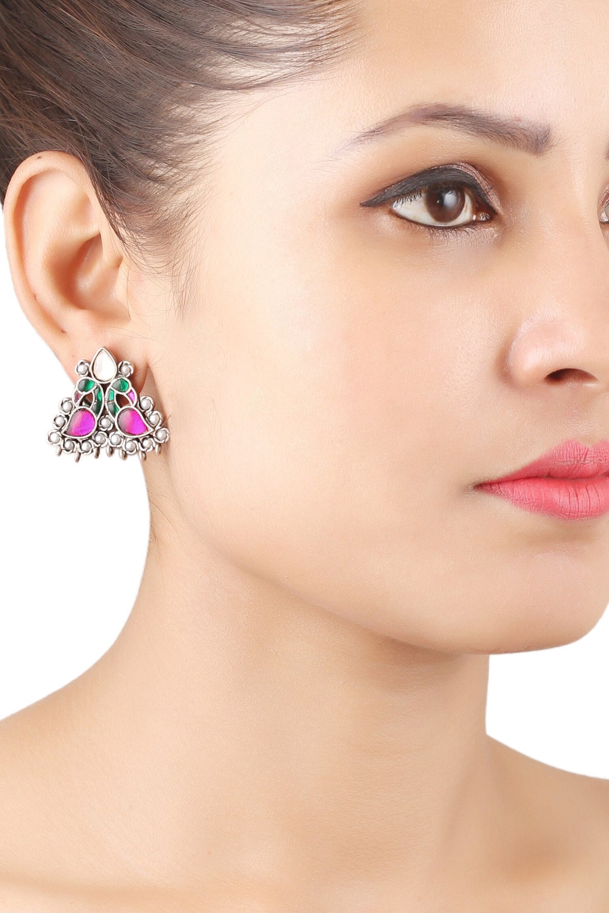 Peacock Motif Stud Earrings 