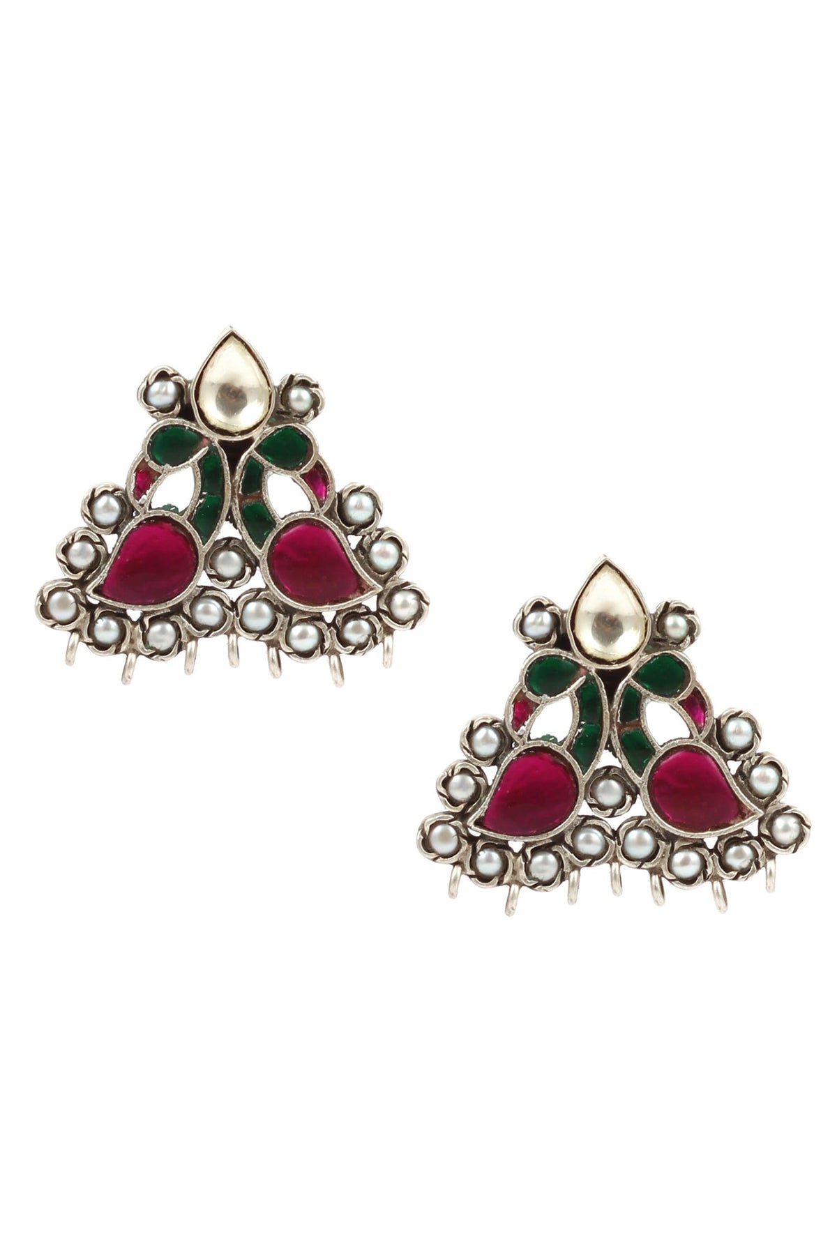 Peacock Motif Stud Earrings 