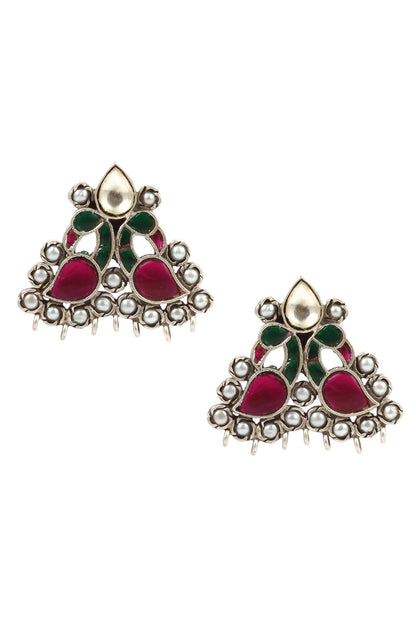 Peacock Motif Stud Earrings 