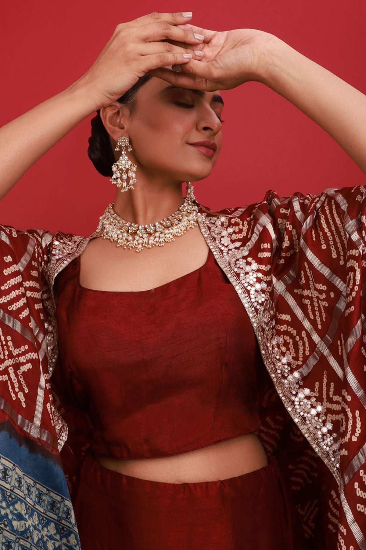 Floral Cut Work Choker Necklace Set 