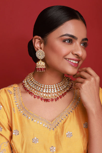 Kundan Work Choker Necklace Set 