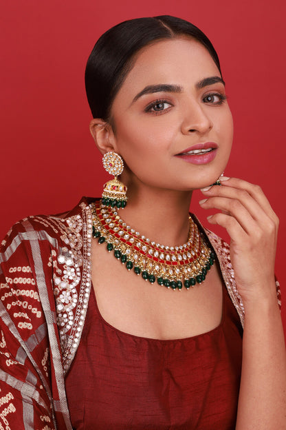 Geometric Pattern Choker Necklace Set 