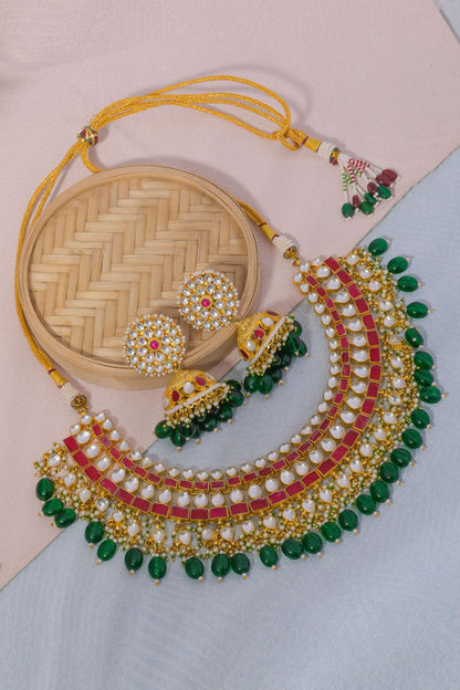 Geometric Pattern Choker Necklace Set 