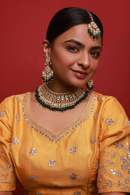 Kundan Embellished Choker Necklace Set 