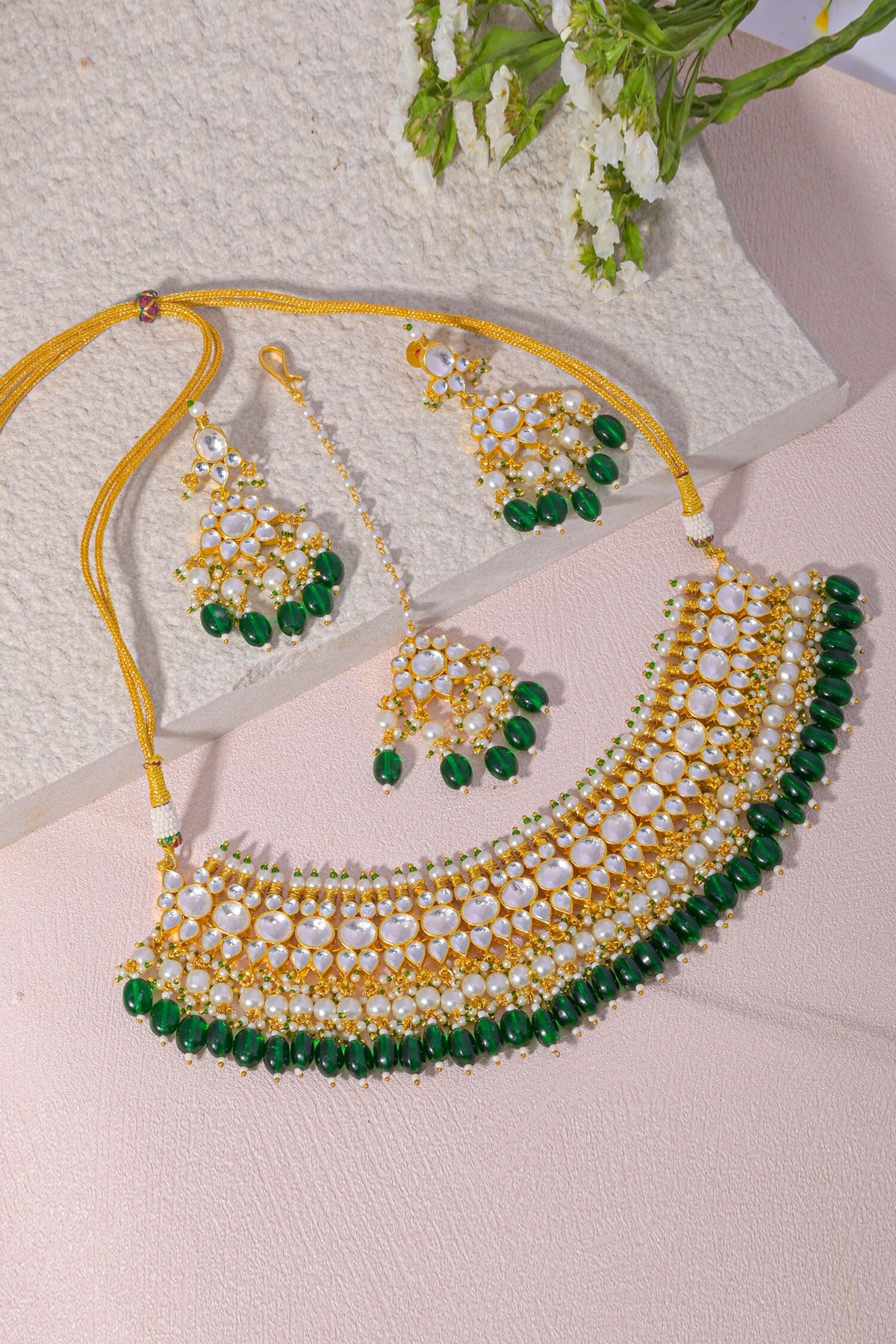 Kundan Embellished Choker Necklace Set 