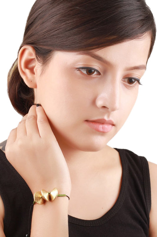 Gold & Green Braided Thread Bracelet 