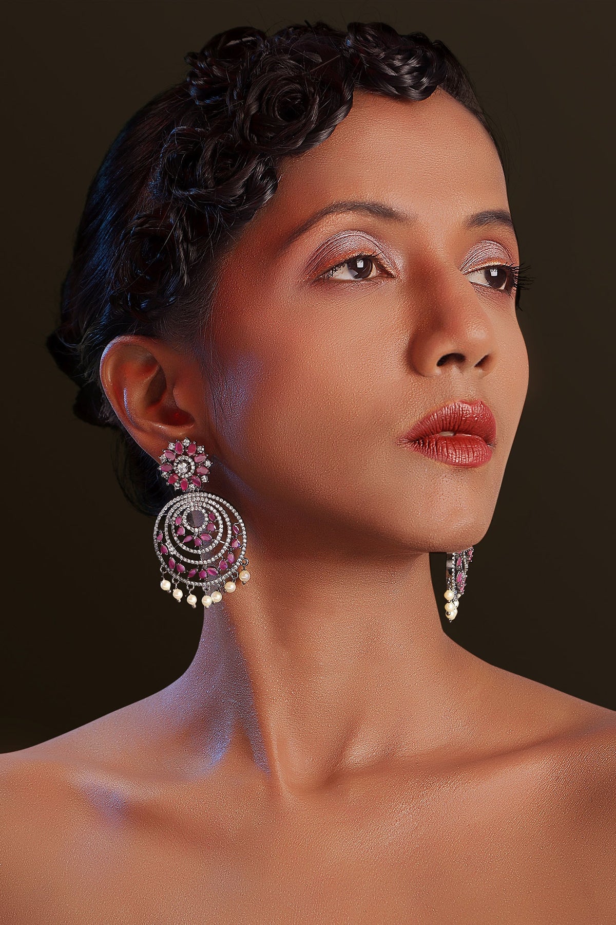 Antique Finish Chandbali Earrings 