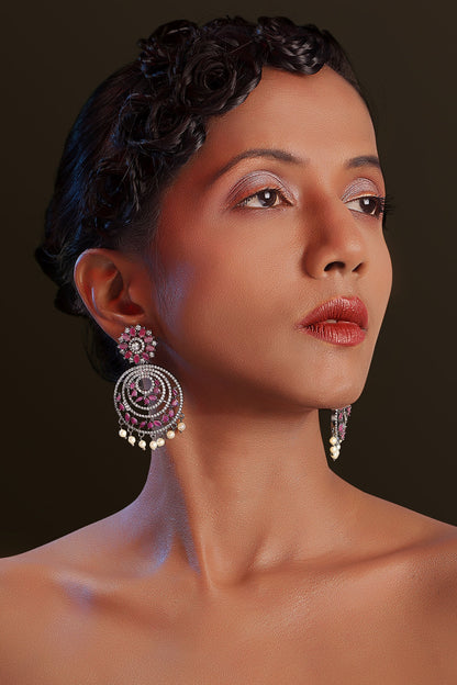 Antique Finish Chandbali Earrings 