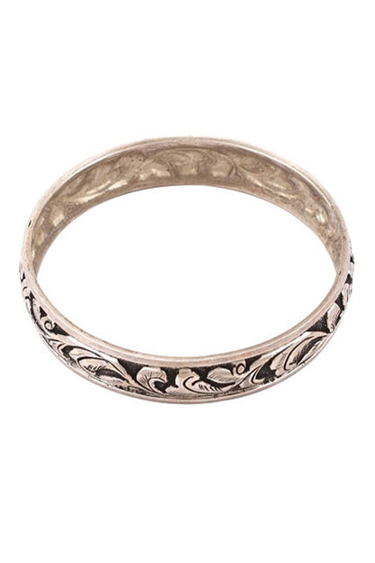Floral Carved Silver Bracelet 