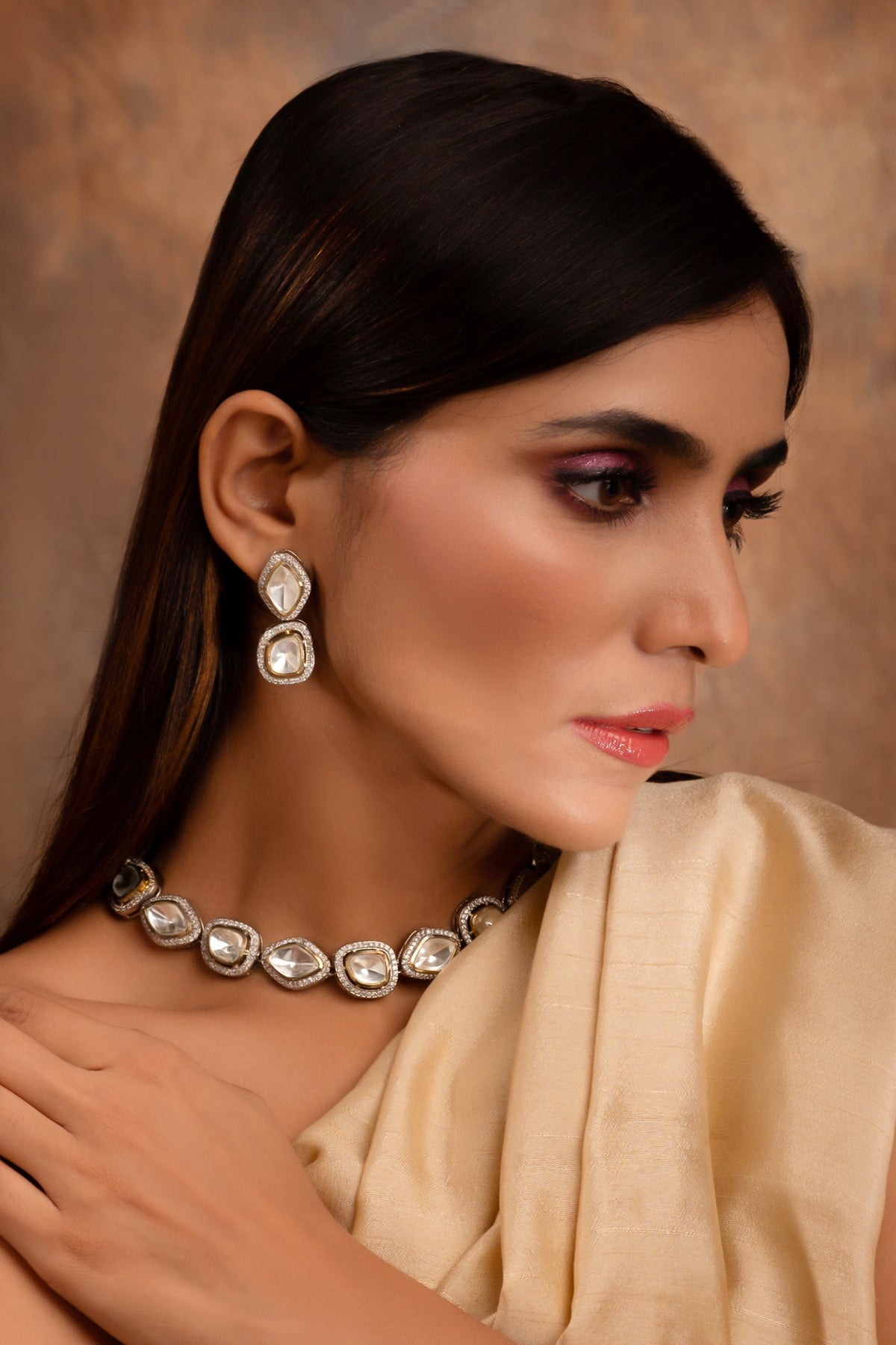 Kundan Stone Embellished Choker Set 