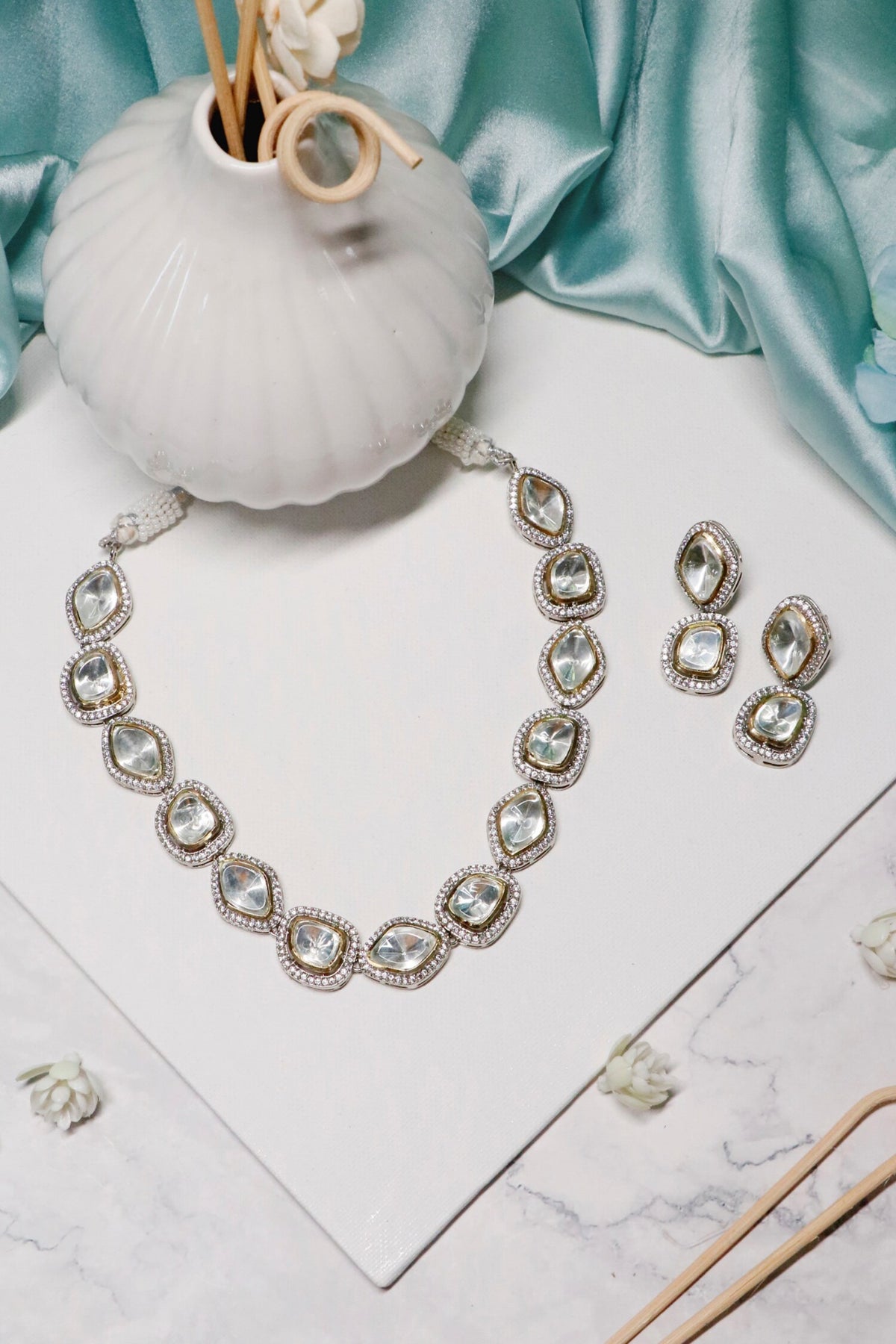 Kundan Stone Embellished Choker Set 