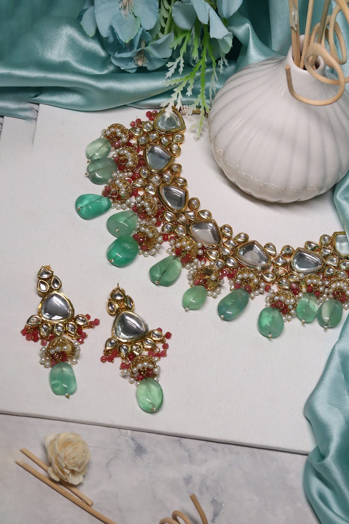 Diamond Stone Embellished Choker Set 