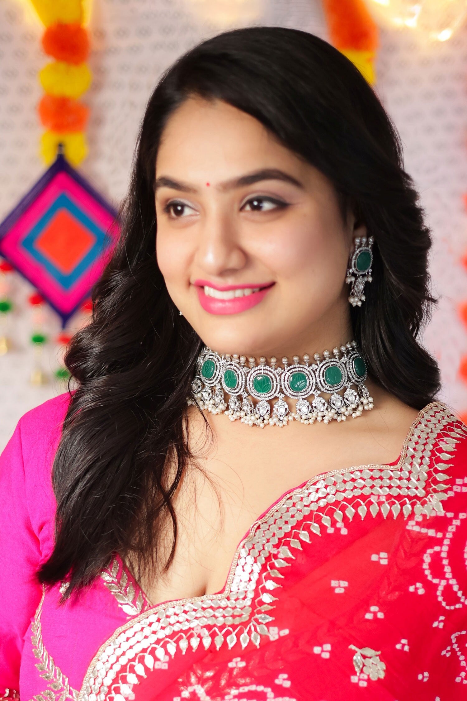 Kundan Stone Embellished Choker Set 