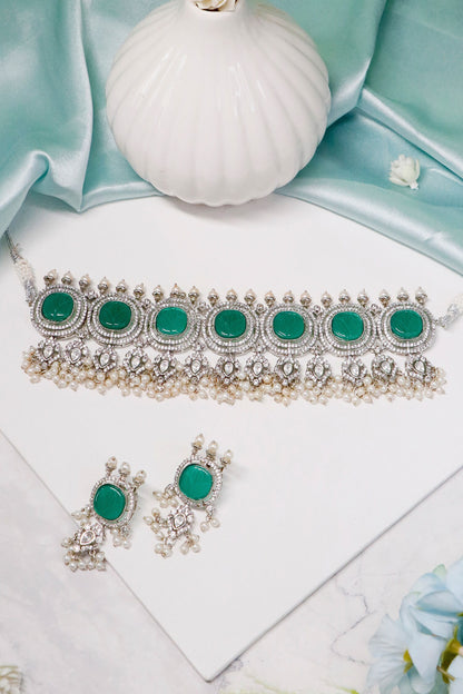 Kundan Stone Embellished Choker Set 