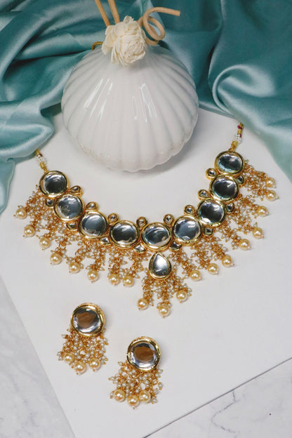 Kundan Stone Embellished Necklace Set 