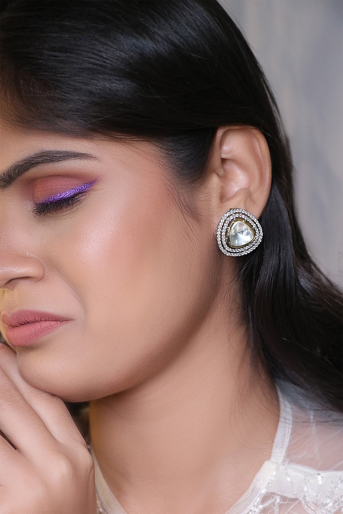 Stone Embellished Stud Earrings 