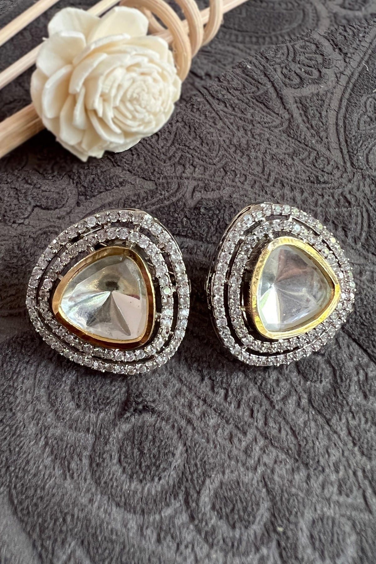 Stone Embellished Stud Earrings 