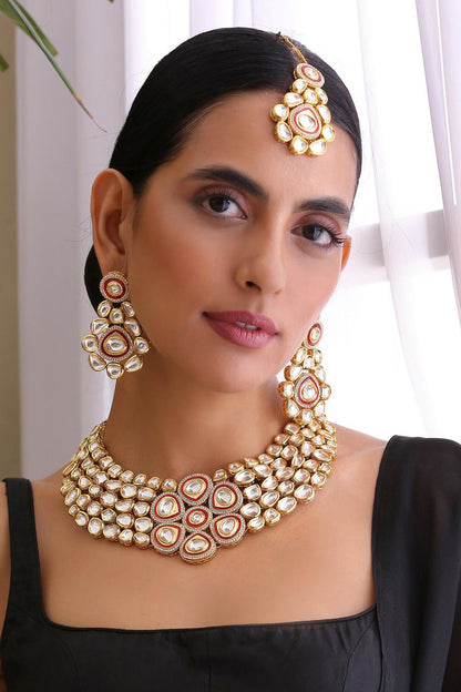 Floral Kundan Necklace Set 
