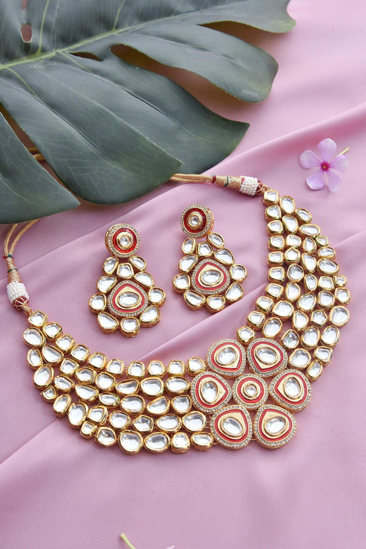 Floral Kundan Necklace Set 