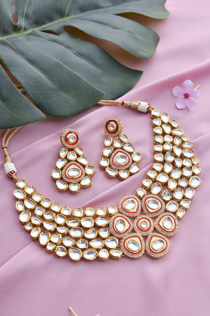 Floral Kundan Necklace Set 