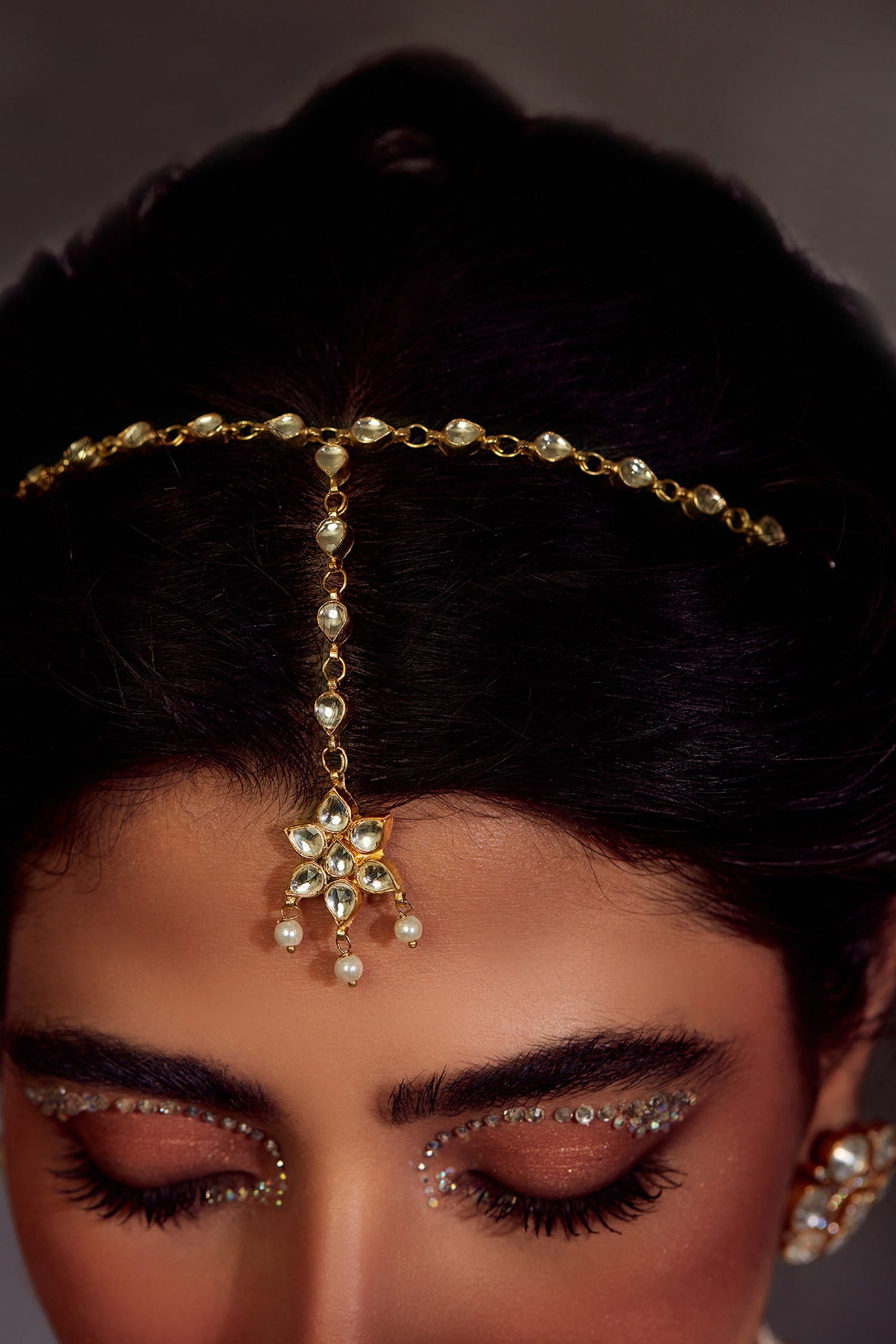 Gold Kundan Pearl Mathapatti 