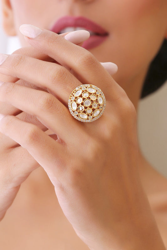 Floral Kundan Polki Ring 