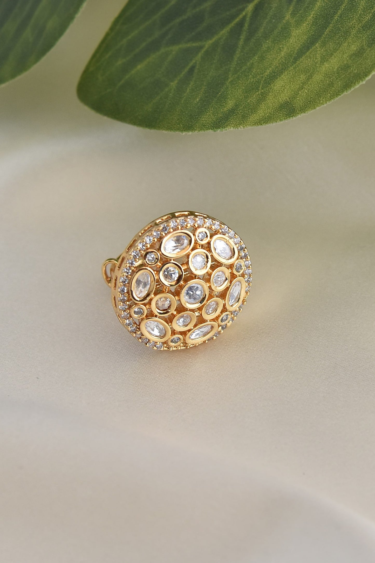 Floral Kundan Polki Ring 