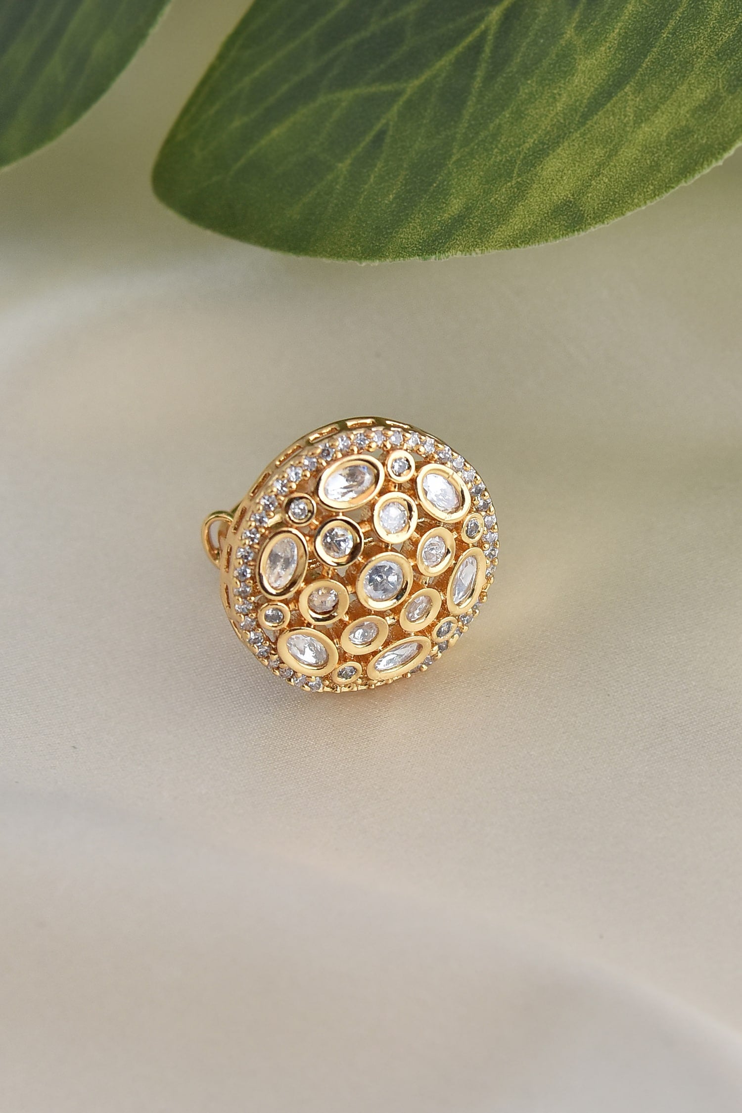 Floral Kundan Polki Ring 