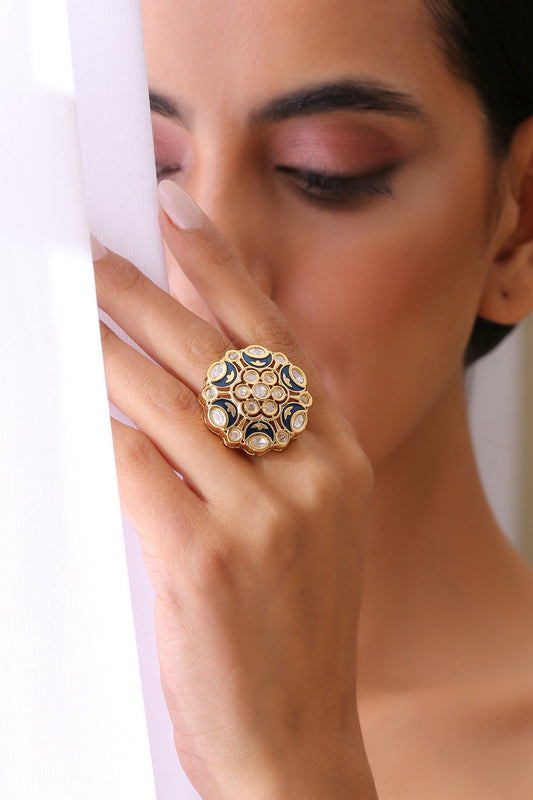 Floral Kundan Polki Ring 