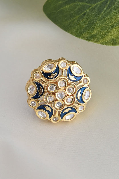 Floral Kundan Polki Ring 