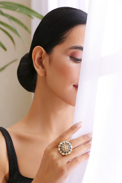 Floral Kundan Polki Ring 
