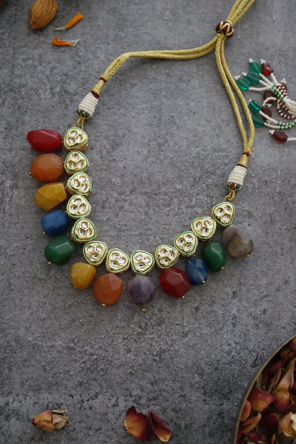 Multicolored Stone Kundan Choker Necklace 