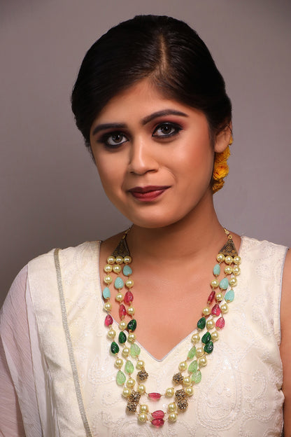 Triple Layered Beaded Necklace 