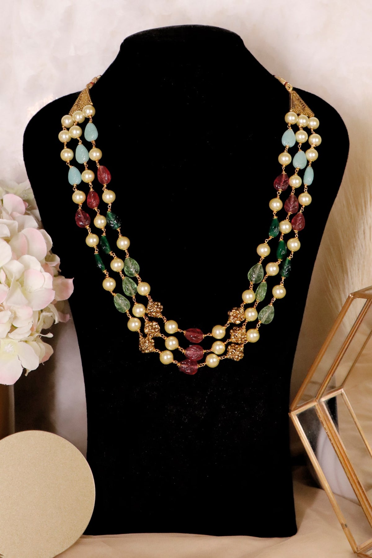 Triple Layered Beaded Necklace 