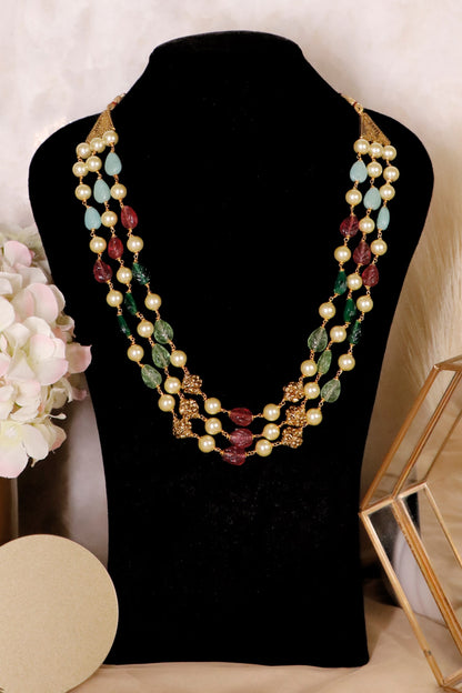 Triple Layered Beaded Necklace 
